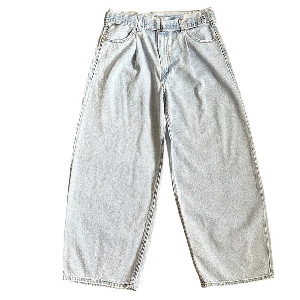 Levis Baggy Jeans Living Legend Light Wash Belted High Rise Wide Leg 30 - Picture 4 of 15